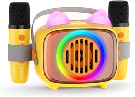 Kids Karaoke Machine Portable Bluetooth Speaker with 2 Wireless Microphones Musi - £73.07 GBP