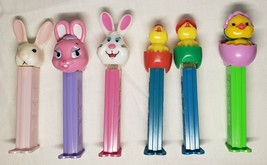 Vintage Lot of 6 Easter Themed Pez Dispensers - 3 Bunnies &amp; 3 Chicks - £7.07 GBP
