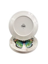 Pier 1 Ironstone Butterfly Postage Stamp Salad Lunch Plates 9 inch Set of 4 - £23.52 GBP