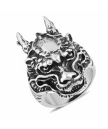Black Oxidized Stainless Steel Dragon Skull Men Ring Size 11.0 New w/Box... - £15.88 GBP
