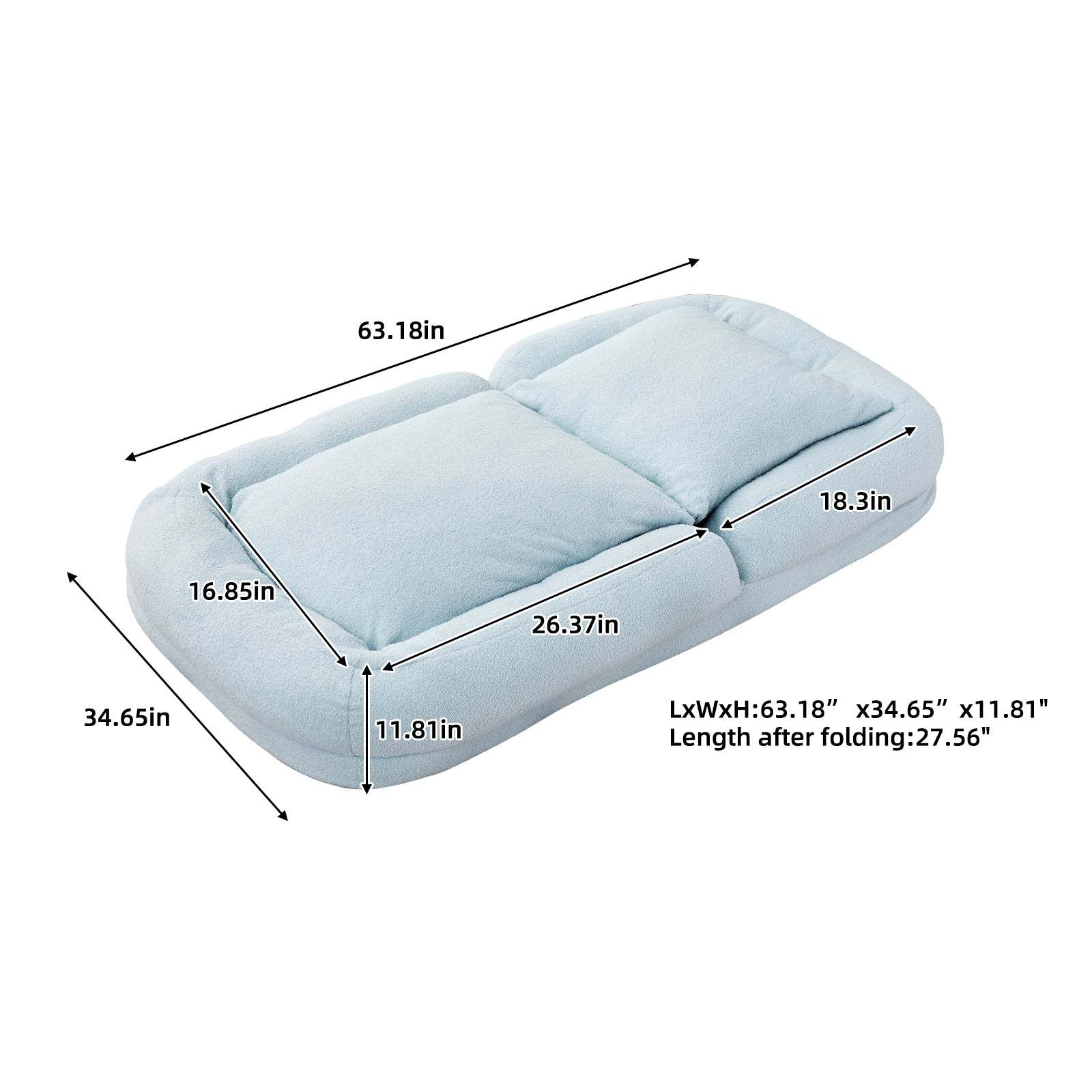Light Blue Teddy Folding Sofa Chair - 5-Pos Gaming, Relax Item image 3