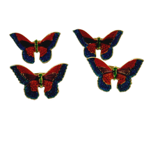 Hand Painted Butterfly Napkin Rings 4 Piece Set Colorful Brass 2 Inch Di... - $19.78