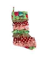 The Pioneer Woman Christmas Stocking Green Retro Holiday Floral Ruffle B... - £10.03 GBP