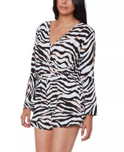 Swim Cover Up Romper White Black Zebra Stripe Size Medium BAR III $78 - NWT - $13.49