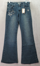 X You Bootcut Jeans Womens Size 3/4 Blue Denim Ramie Stretch Rhinestone ... - £18.08 GBP