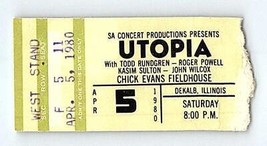 Utopia Todd Rundgren Concierto Ticket Stub Abril 5 1980 Dekalb Illinois - $49.49