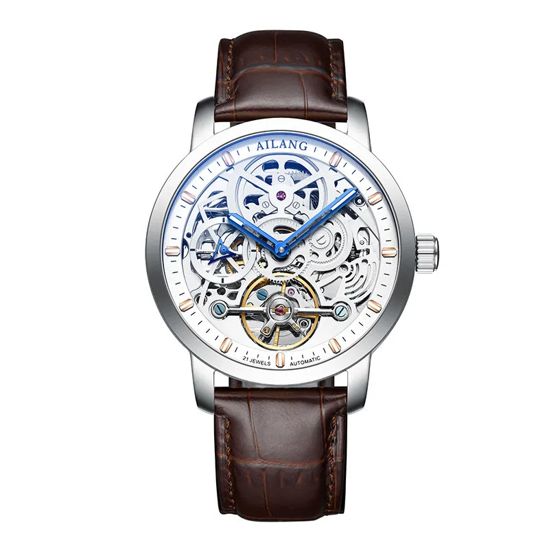    Automatic Mechanical Watch  Men&#39;s  Waterproof Skeleton Leather Tourbillon  s  - £67.13 GBP
