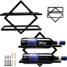 2Pcs Metal Wall Mounted Wine Holder, Upgrade Foldable Hanging Wall Wine Rack Or - £51.67 GBP