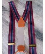 Vintage Dooney & Bourke Maroon Striped Suspenders - Leather Ends Made in England - $24.75