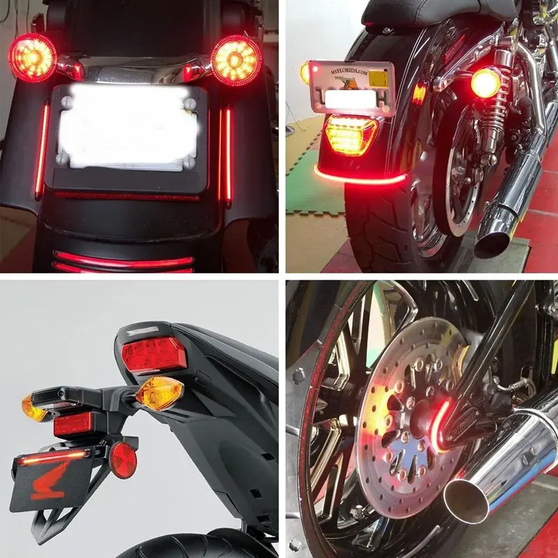 Motorcycle LED Turn Signal Light &amp; DRL Amber Red Flasher Ring Fork Strip Lamp - £10.03 GBP