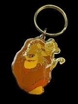 Lion King Keychain 2&quot; Enamel Metal Simba Mufasa Disney Gold Toned Engraved - $10.00