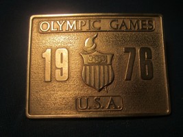 Vtg Pewter Belt Buckle OLYMPIC GAMES 1976 USA [j20b]  - $9.60