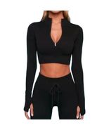 Long Sleeve Seamless Yoga Set Size M Black - $17.94
