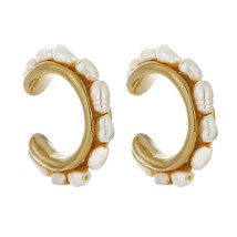 Yup Fashion C Shape Ear Bone Ear Clip for Women Elegant Natural Pearl No Piercin - £7.61 GBP