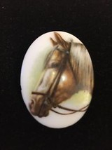 HORSE on Porcelain Vintage Brooch Pin - 2 1/2 inches - FREE SHIPPING - £11.98 GBP