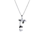 Sterling Silver 925 Rhodium Plated Black Plated Fins CZ Dolphin Pendant ... - $27.95