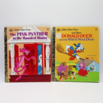 2 Vintage Little Golden Books Pink Panther Haunted House Donald Duck Witch Next - $18.00