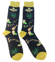 FINE FIT NOVELTY TEQUILA BLACK ALL OVER PRINT KNIT CREW SOCKS MID CALF C... - £6.00 GBP