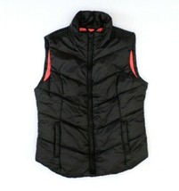 AEROPOSTALE Womens Zip-Front Quilted Puffer Vest S Black with Coral Lining - £13.02 GBP