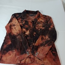 Jeanstar Women's Spandex Cotton Blend Black & Orange Dyed Pockets Jacket Size XL image 14