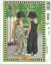 McCall&#39;s 3590 Mary Engelbreit Girl&#39;s Spring Dress, Jumpsuit Pattern Size 3 4 5 - £6.92 GBP
