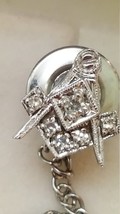 Masonic Art Deco Diamond Pin 14k White Gold 3gr With  6 Round Cut  Diamo... - $495.00