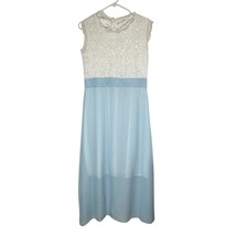 Unbranded Dress Girls 2XL Baby Blue Chiffon White Crochet Lace Maxi Brid... - $12.88