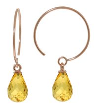 Galaxy Gold GG 14k Rose Gold Circle Wire Earrings with Citrines - $255.99+