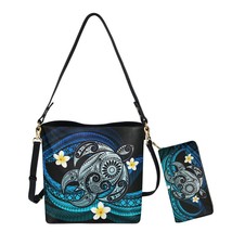 Nopersonality Leather Bucket Bag for Lady Polynesian Plumeria Sea Turtle 3D Prin - £62.92 GBP