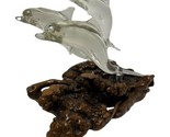 Vintage Swimming Dolphin Family Driftwood Art Glass Sculpture Display Si... - $112.20
