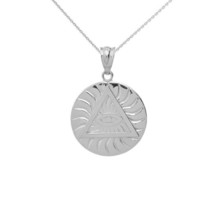 925 Sterling Silver Illuminati All Seeing Eye Providence Pendant Necklace - £26.64 GBP+