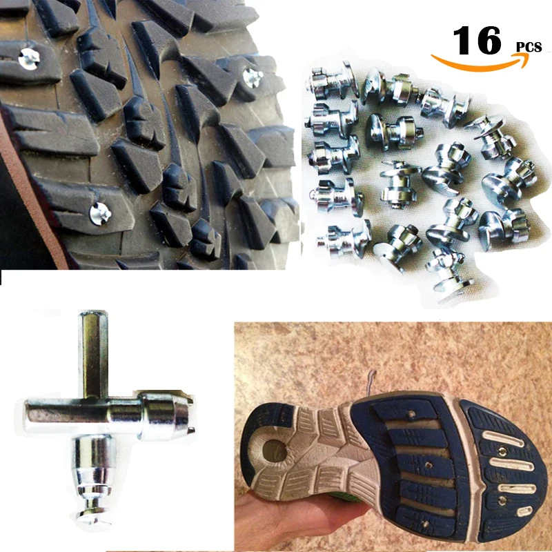 16pcs Shoes Spikes Tyre Bicycle Boots Motorbike car snow studs for fatbike Screw - £22.83 GBP+