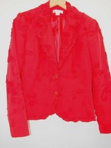 Christopher &amp; Banks Top Blazer Light Jacket Shirt Small Red Button Floral Rose  - £23.73 GBP