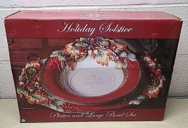 Fitz and Floyd Holiday Solstice Platter 18” And  Bowl 12.5 CHRISTMAS Set - $73.76