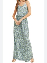 Lush Women&#39;s Green/Blue Floral Knit Maxi Dress Adjustable Straps Pull On M NWT - £22.33 GBP