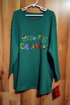 Allyson Whitmore Women&#39;s Size PL Green Christmas Shirt 3/4 Sleeves - $11.88