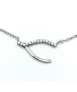 Vintage Stainless Steel Channel Set CZ Wishbone Necklace - $29.88 CAD
