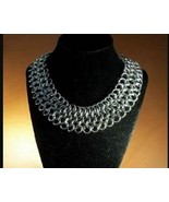 Silver Color Chain mail Neck piece Aluminum Women Necklace Handmade Wove... - £29.95 GBP