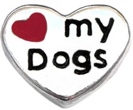 Love My Dogs Silvertone Heart Floating Locket Charm - £1.93 GBP