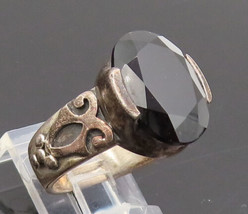 925 Sterling Silver - Vintage Designer Carved Solid Oval Onyx Ring Sz 9-... - £59.81 GBP