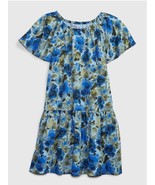 Gap Kid Girl Blue Floral Cotton Flutter Crew Neck Shift Tier Dress 8 10 ... - £21.23 GBP