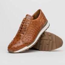 genuine ostrich quill fashion sneaker Shoes Scanno Antique Cognac image 3