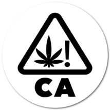 &quot;Cannabis Warning CA&quot; 0.75 Circle, Black on White Labels, Roll of 50 Sti... - £9.10 GBP