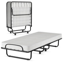 Rollaway Folding Bed with Memory Foam Mattress and Sturdy Metal Frame Ma... - £177.08 GBP