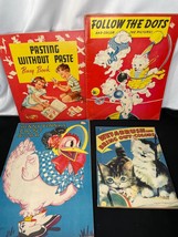 Vintage Lot of 4 1940s Saalfield Activity Books Henny Penny Paint Book - £15.18 GBP