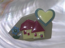 Earth Tones House Pin By Lucinda with Olive Green Background &amp; Large Heart &amp;  - £8.23 GBP