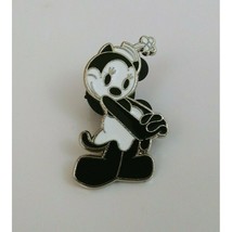 Disney Minnie Mouse Vtg Black White Old design Flower Hat Trading Pin Ba... - $5.34