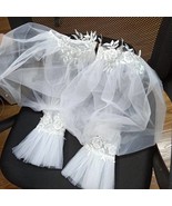 Boho Floral Lace Detachable Sleeves, Chic Bride Bicep Sheer Tulle Weddin... - $2,172.11 MXN