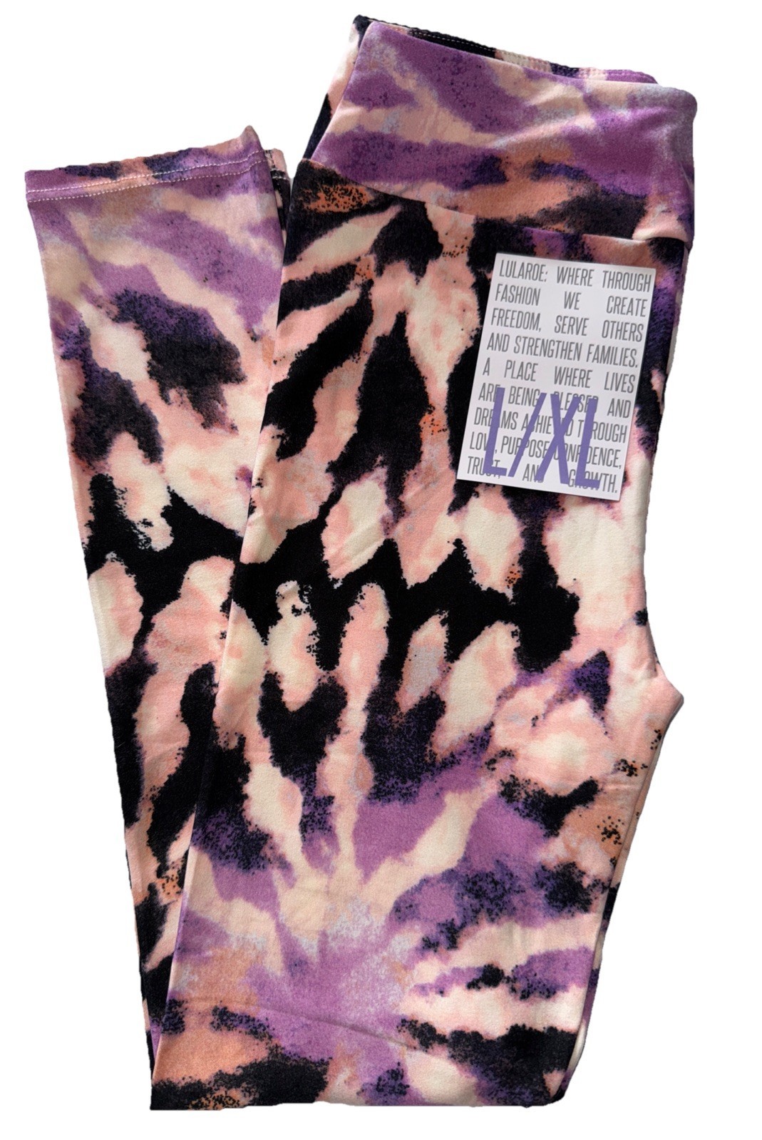 NWT LuLaRoe Kids L/XL (8-14) Black Peach Purple Orange Pink Tie Dye Legg... - $14.84