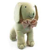 Black Ginger Cute Beige Canvas Dog Door Stop with Pink Bow Shabby Chic - £20.51 GBP